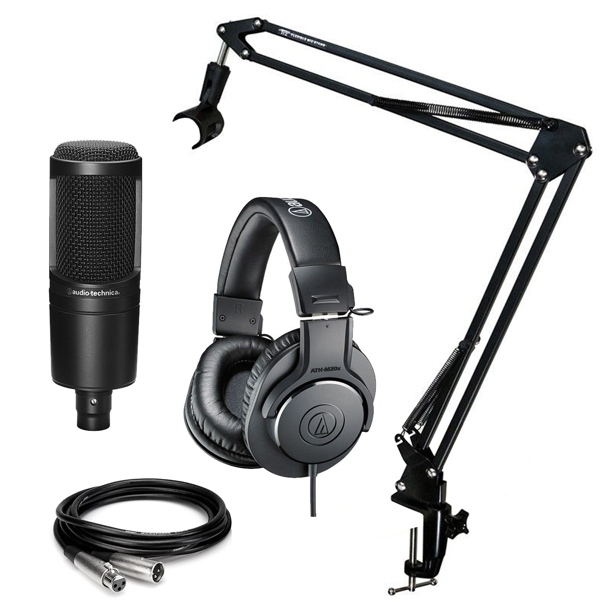 Audio Technica AT 2020 + ATH-M20x + Stativ + kabelpaket