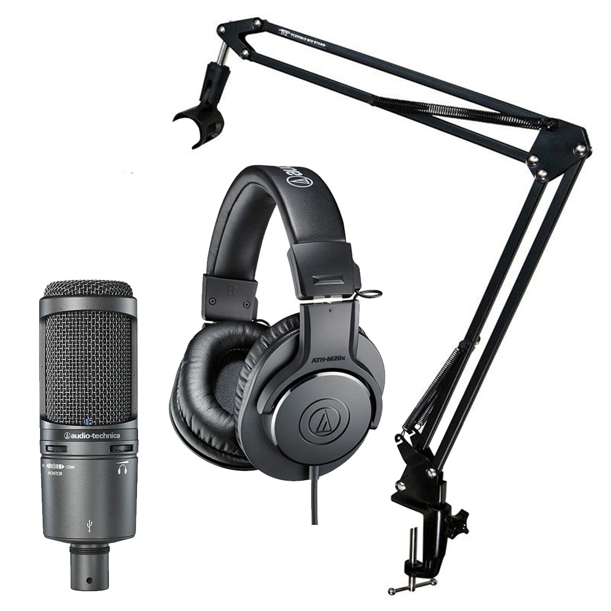 Audio Technica AT 2020 USB+ + ATH-M20x + Stativpaket