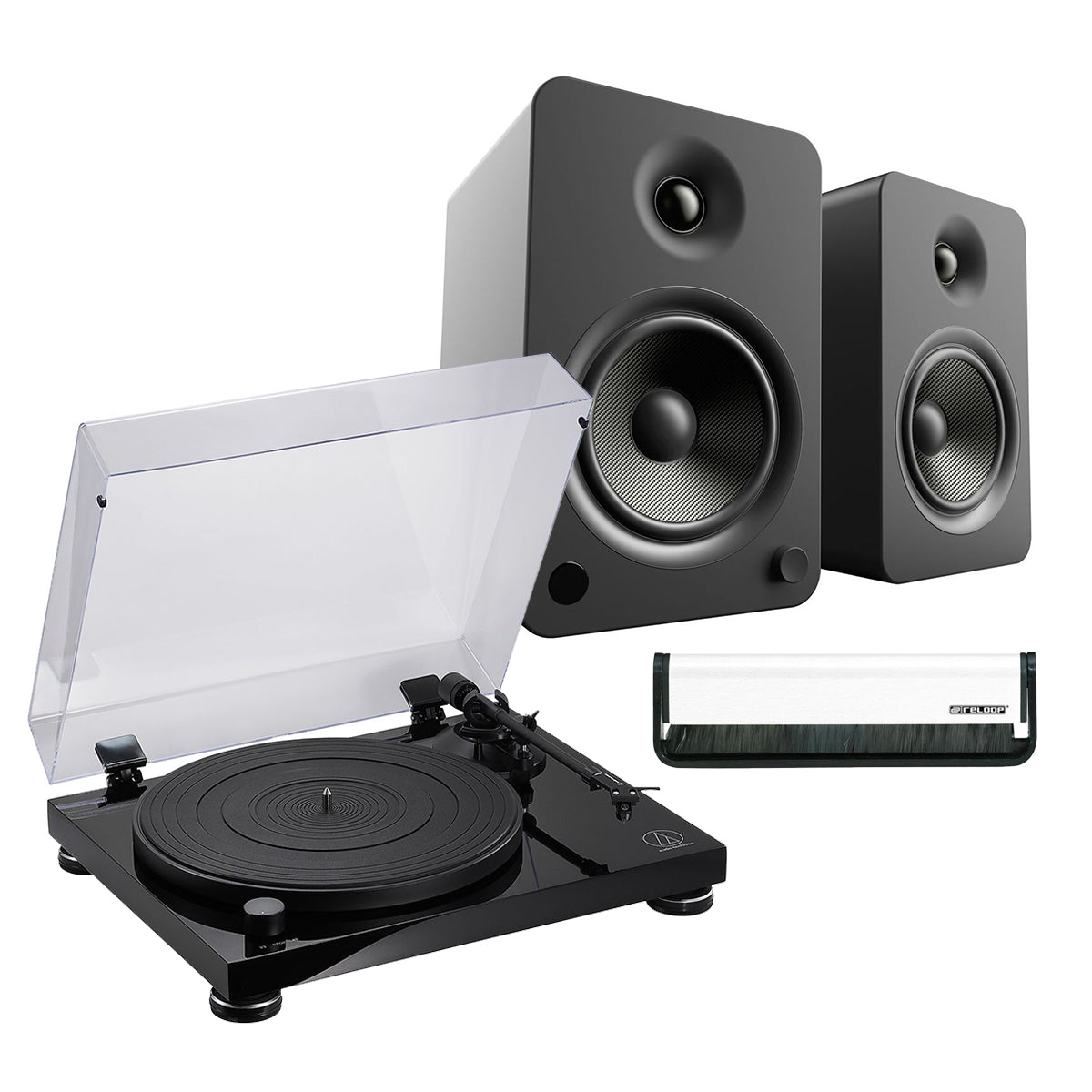 Audio Technica AT-LPW50PB + Kanto YU4 (svart) paket