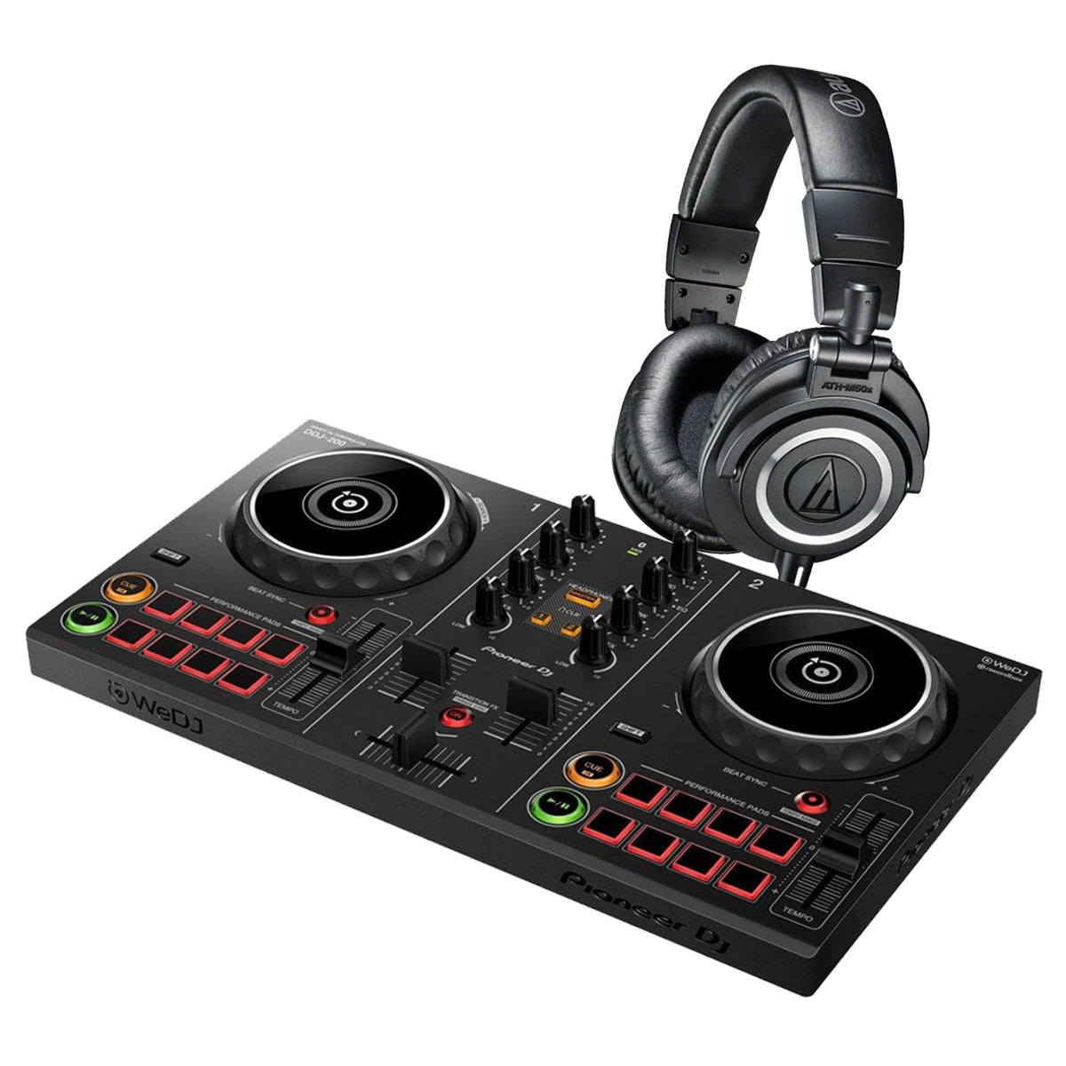 Pioneer DDJ-200 + Audio Technica ATH-M50x (svart) paket