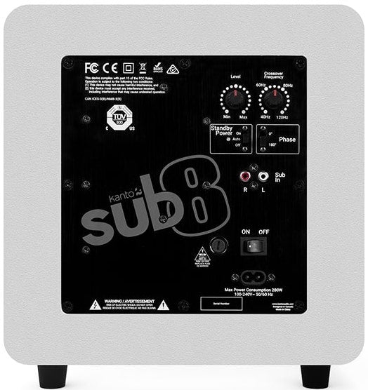 Kanto SUB8V Subwoofer (Matte White)